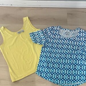 Chico's Yellow Tank and Blue Geometric Top Bundle size 1